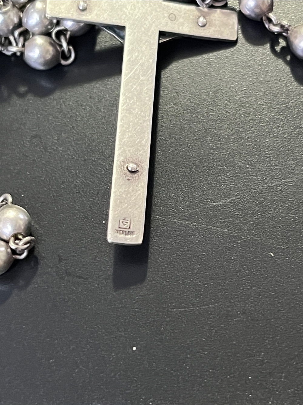 Religious Silver-Tone Rosary Necklace with Crucifix - Picture 3 of 9